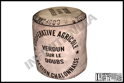 Fabric Vintage Canvas Pouf