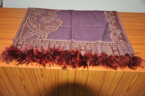 Yellow Purple Shawls With Fur