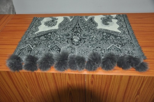 Fur Trim Black Pashmina Shawls