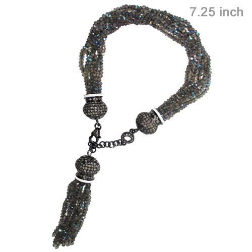 Sterling Silver Labradorite Diamond Bracelet