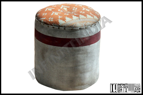 Fabric Vintage Canvas Pouf