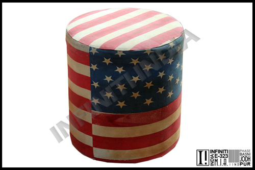 Fabric Vintage Canvas Pouf