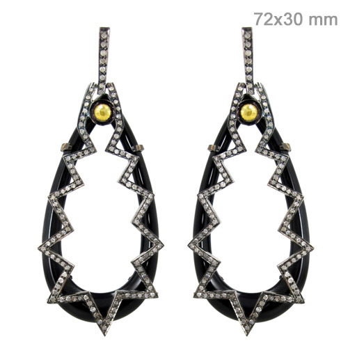 Diamond Black Onyx Gold Earrings
