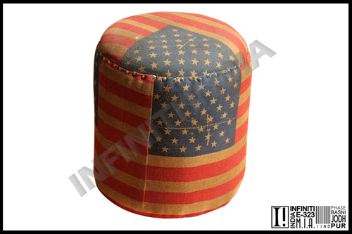Fabric Vintage Canvas Pouf