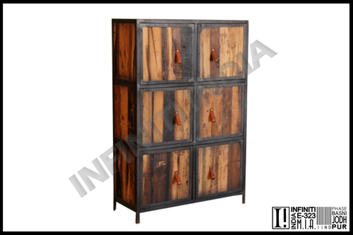 Industrial Armoire With Pine Wood