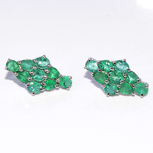 925 Sterling Silver Emerald Gemstone Earring