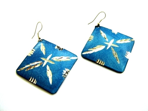 Ear Rings - Metal, 20x20 mm, Blue | Stylish Design, Durable Material, Lightweight, Comfortable Fit, Eye-catching