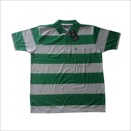 Polo Collar Striped T Shirt