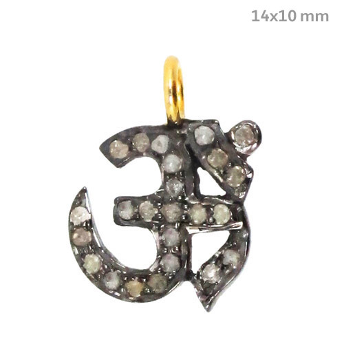 Om Pave Diamond Gold Pendant