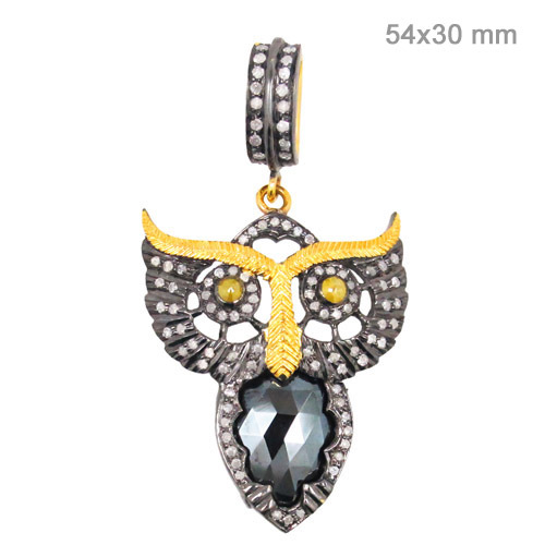 Black Spinel Diamond Gold Pendant