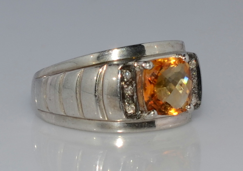 925 Diamond Gemstone Jewelry Fashion Men"s Ring