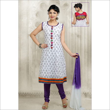 White Chanderi Suits