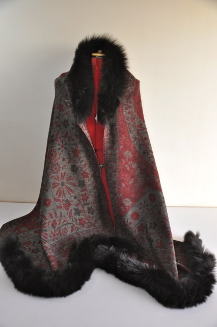 boiled wool with fox fur stole