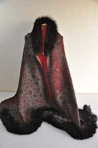 Boiled Wool With Fox Fur Stole