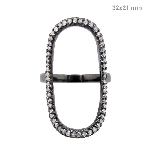 Pave Diamond Sterling Silver Ring