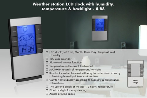 Weather Station LCD Clock With Humidity