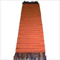 Chindi Rag Rug - Cotton, Variable Dimensions, Orange, Handwoven - Soft Texture, Tear Resistant, Easy To Wash, Striped Pattern, Contemporary Design