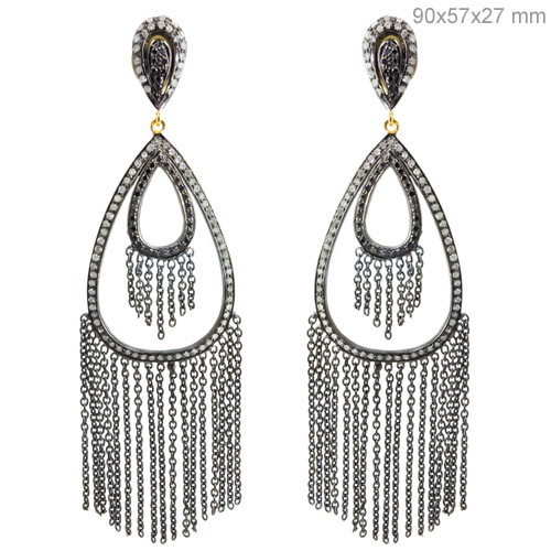 Gold Diamond Dangle Earrings