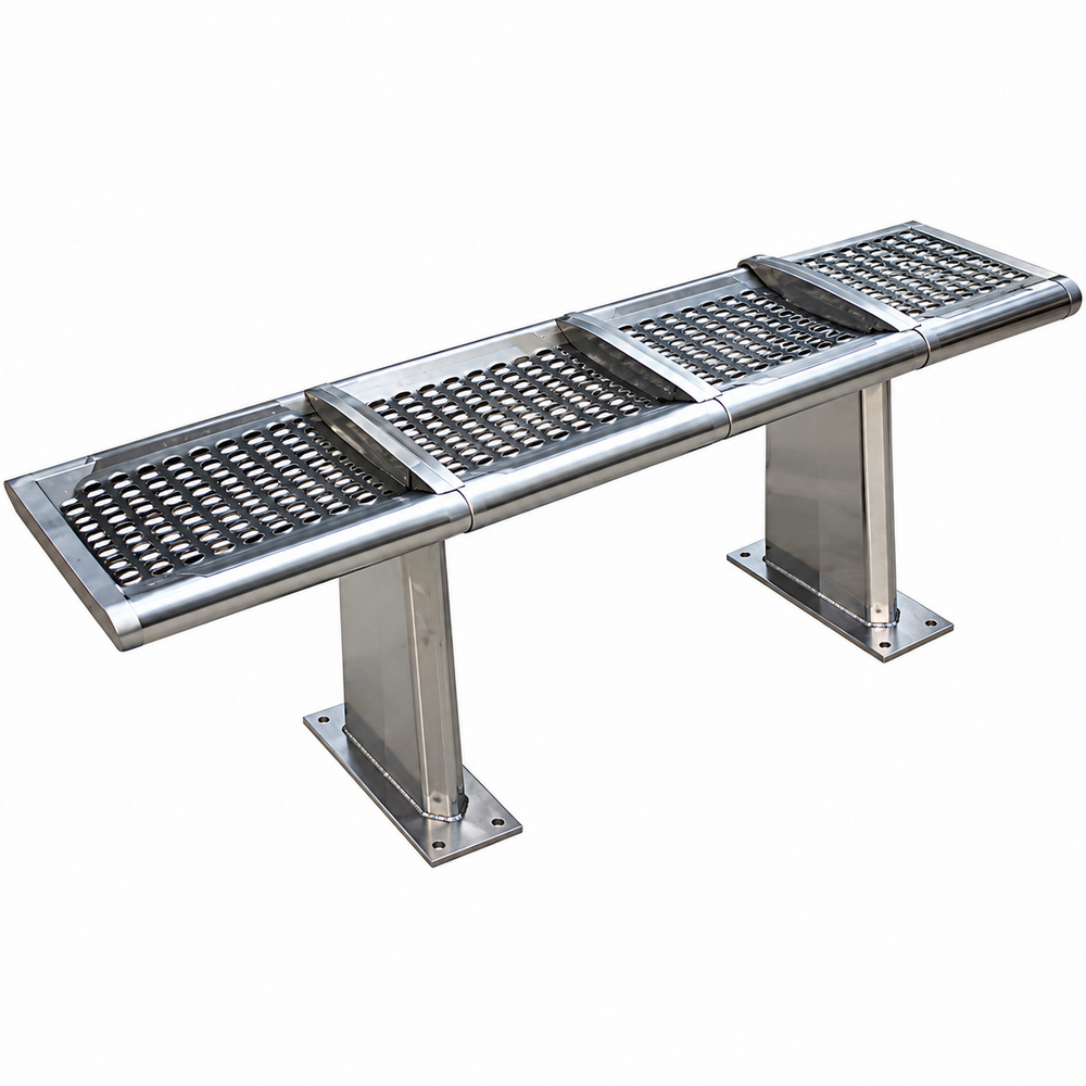 Backless Steel Bench - Finish: Polished