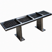 Backless Steel Bench - Finish: Polished