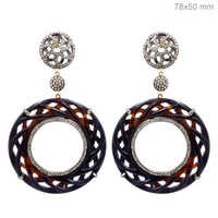 Gold Pave Diamond Onyx Earrings