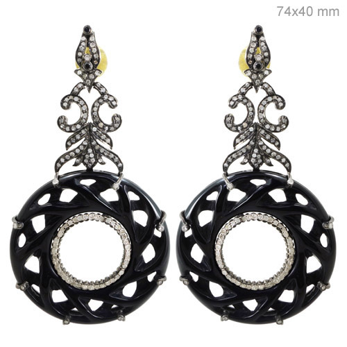 Onyx Diamond Gold Earrings