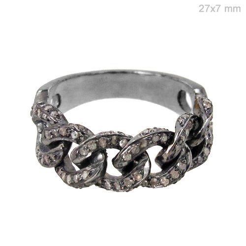 Pave Diamond Gold Ring Jewelry - 14k Gold, 22x7 mm, 4.09 CTS Diamond, Elegant Design, Wedding & Party Wear