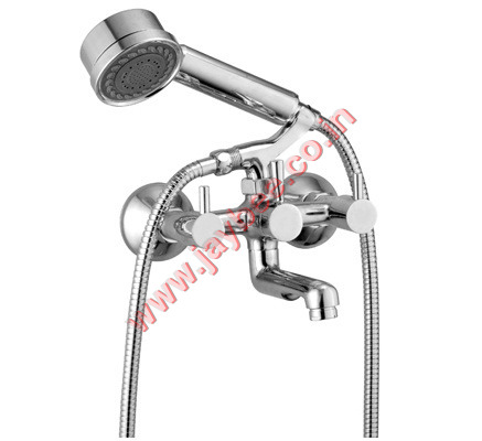 Wall Mixer Telephonic With Crutch - Brass Chrome, 15x10x5 cm, 8 LPM Flow Rate | Easy Installation, Water Efficient, Durable Design