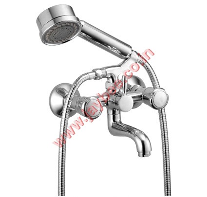 Wall Mixer Telephonic With Crutch - Brass, 10x10x10cm, Chrome Finish | Easy Installation, Water Saving, Durable Design