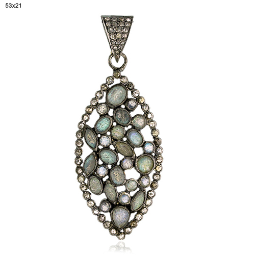 Diamond Pave Gold Gemstone Pendant Jewelry