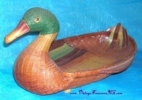Willow Basket - Willow, 12x6x4 Inches, Brown | Handcrafted Duck Shape, Lightweight, Hand-Painted Finish, Dual Handles