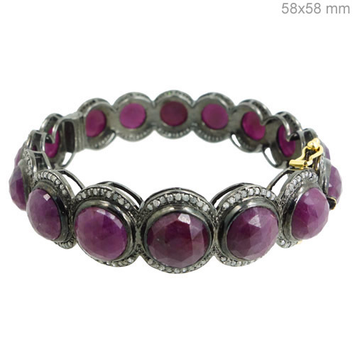 Ruby Pave Diamond Gold Bangle