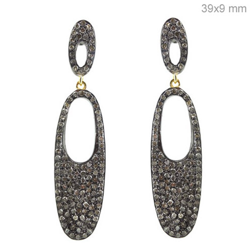 Gold Pave Diamond Earrings Jewelry - 14k Gold, 39x9/11/5 mm, 1.21 cts Diamond | Elegant Design, Luxury Jewelry, Gift Ready