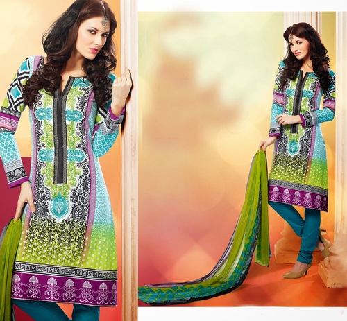 Cotton Suit with Chiffon Dupatta-NOT AVAILABLE