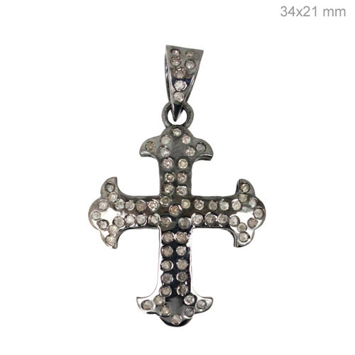 Silver Diamond Cross Pendant