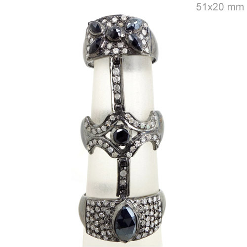 Blue Sapphire Diamond Silver Ring