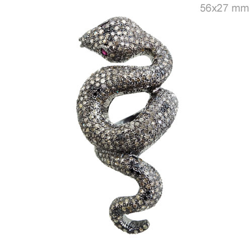Pave Diamond Ruby Silver Ring - 925 Sterling Silver, Size 56/27 Mm, 6.19 Cts Diamond, Ruby Accent | Elegant Design, Unique Style, Gift-worthy Jewelry