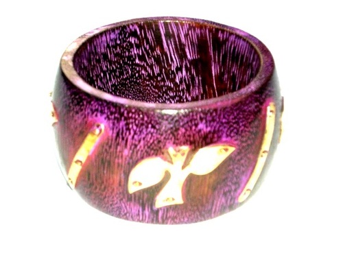 Bangles - Wood & Metal, 70 mm Diameter, Purple | Stylish Design, Handcrafted, Wide, Comfortable Fit