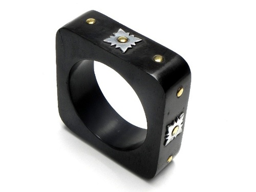 Bangles - Ebony Wood 50x50x10 mm Black, Metal Stud Fasteners | Stylish Accessory, Unique Design, Durable, Comfortable Fit, Elegant Look
