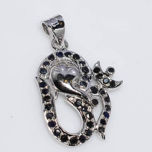 925 Sterling Silver Sapphire Om Pendant