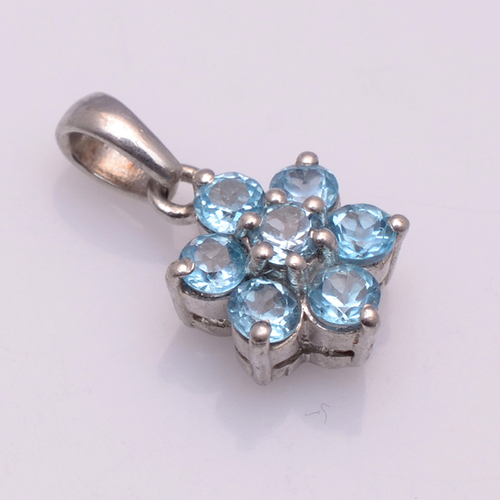 925 Sterling Silver Blue Topaz Gemstone pendant