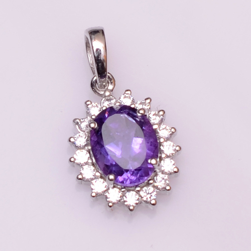925 sterling silver Water Sapphire & Zircon gemstone pendant