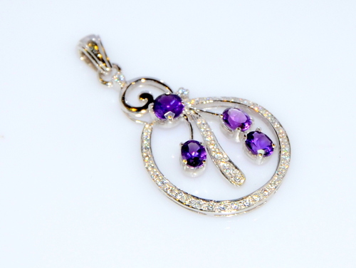 925 sterling silver Amethyst & Zircon pendant