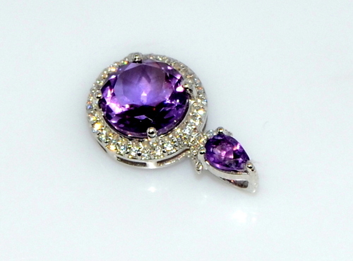 925 sterling silver amethyst & Zircon pendant
