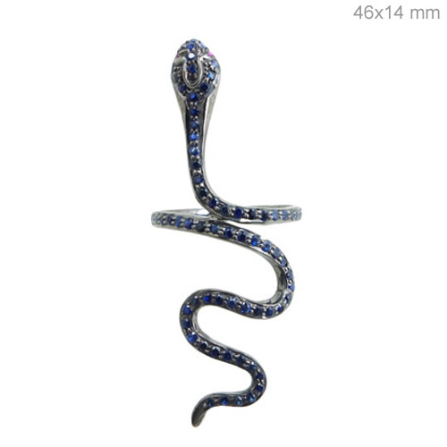 Blue Sapphire Ruby Silver Snake Ring