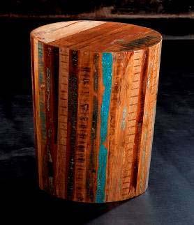 Rustic Furniture - Reclaimed Wood, 16" Diameter x 18"H, Brown | Unique Design, Durable Wood, Rustic Charm, Handcrafted Quality