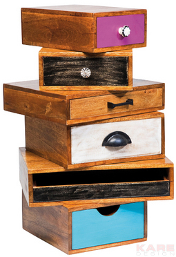 Industrial Furniture - Reclaimed Wood, Varied Sizes, Multicolored | Five Drawers, Metal Handles, Durable, Stylish, Ample Storage, Easy Assembly, Versatile