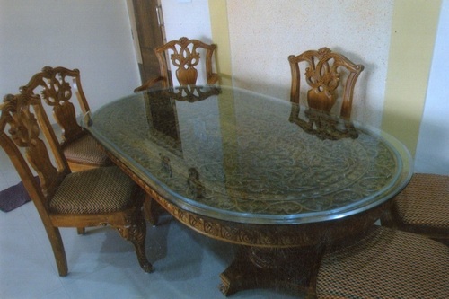 Wooden Furniture-Dining Table with Glass