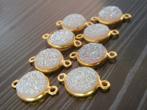 15 Piece Lot Of Druzy Gold Plated Connector