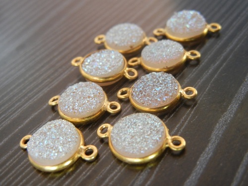 15 टुकड़ा Lot Of Druzy Gold Plated Connector